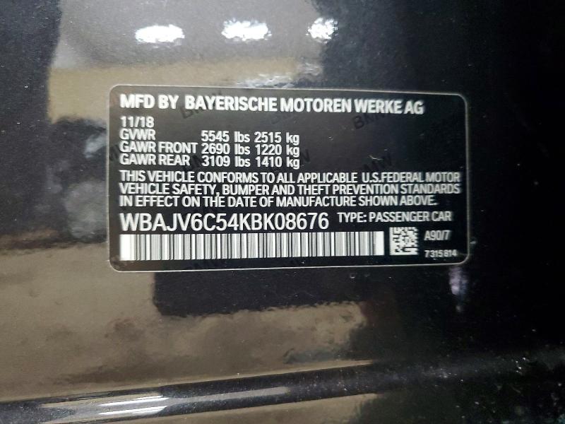 Aukcja sprzedaży 2019 Bmw 640, vin: WBAJV6C54KBK08676, numer aukcji: 58119726