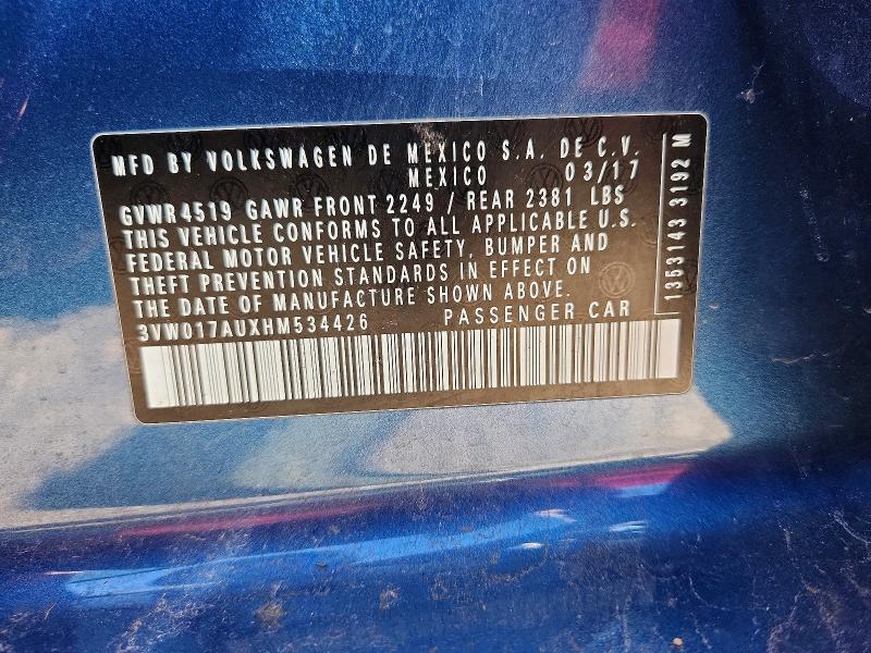 Продаж на аукціоні авто 2017 Volkswagen Golf Sportwagen, vin: 3VW017AUXHM534426, номер лоту: 56158006