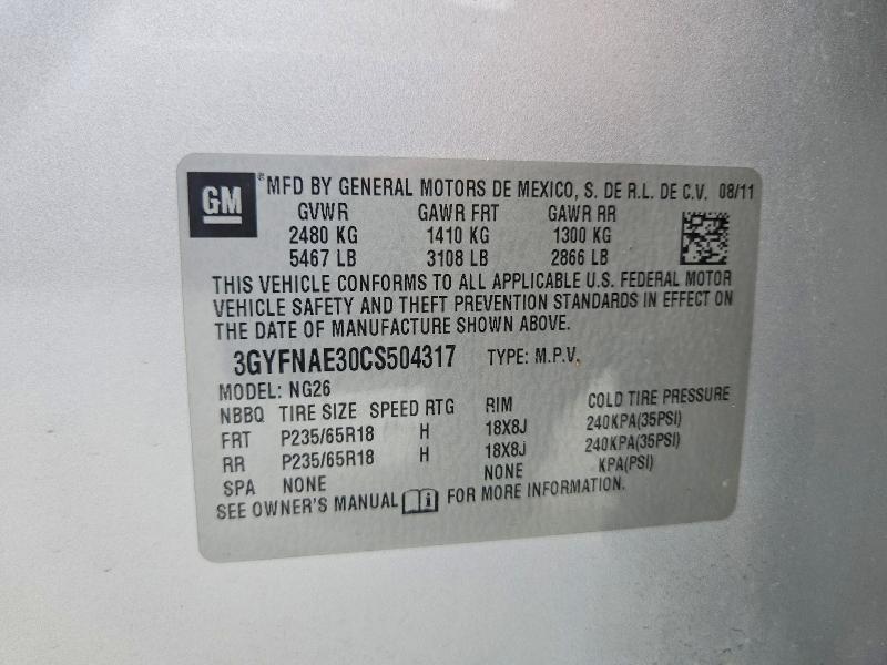 Aukcja sprzedaży 2012 Cadillac Srx, vin: 3GYFNAE30CS504317, numer aukcji: 56363626