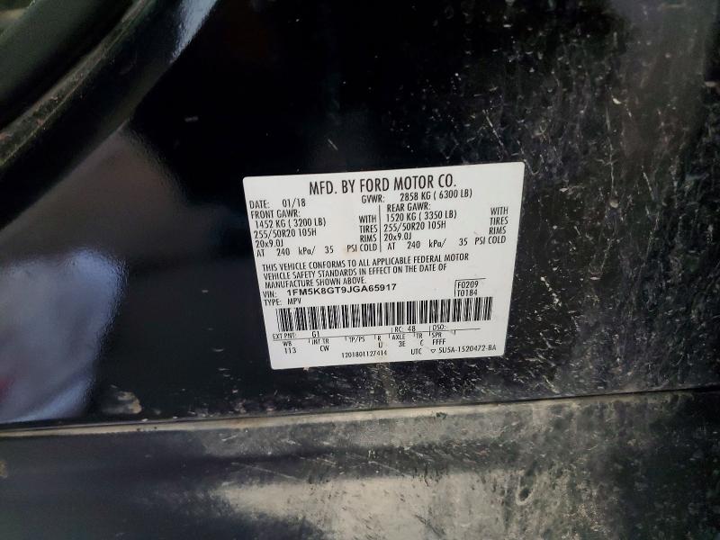 Продаж на аукціоні авто 2018 Ford Explorer, vin: 1FM5K8GT9JGA65917, номер лоту: 55511086