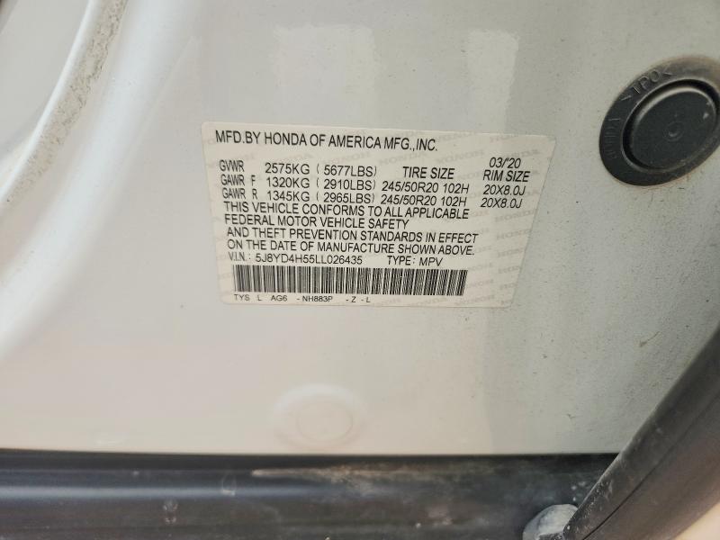 Продаж на аукціоні авто 2020 Acura Mdx, vin: 5J8YD4H55LL026435, номер лоту: 58426286