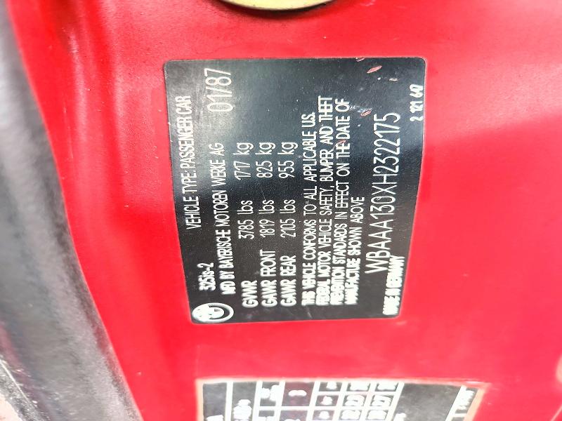 Aukcja sprzedaży 1987 Bmw 325, vin: WBAAA130XH2322175, numer aukcji: 59115326