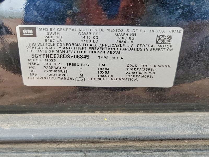 2013 Cadillac Srx მანქანა იყიდება აუქციონზე, vin: 3GYFNCE38DS506345, აუქციონის ნომერი: 57431226