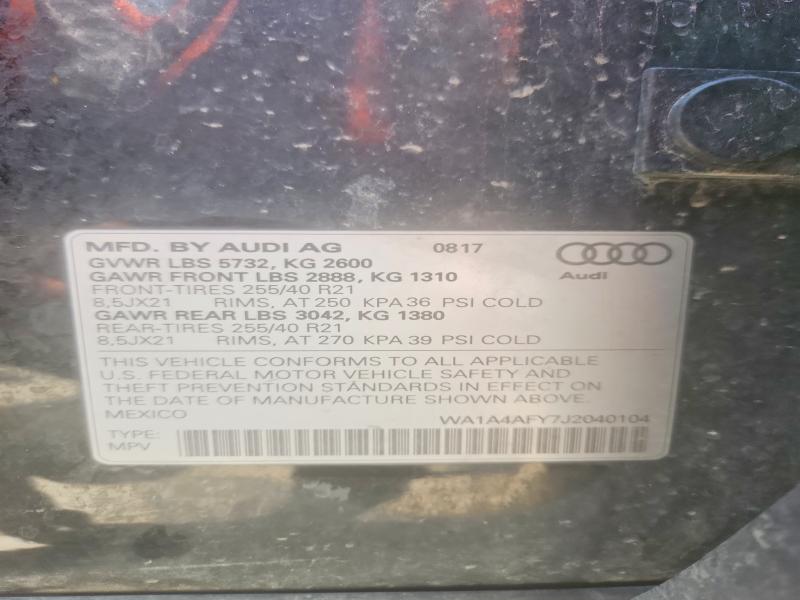 Aukcja sprzedaży 2018 Audi Sq5, vin: WA1A4AFY7J2040104, numer aukcji: 57386206