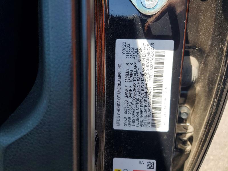 Aukcja sprzedaży 2020 Honda Accord, vin: 1HGCV1F35LA080787, numer aukcji: 55805786