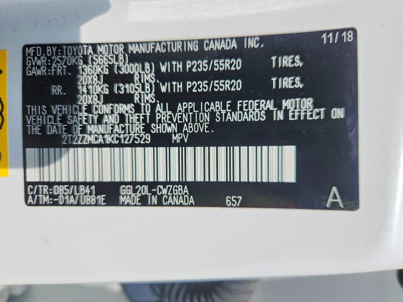 Продажа на аукционе авто 2019 Lexus Rx 350, vin: 2T2ZZMCA1KC127529, номер лота: 56162326