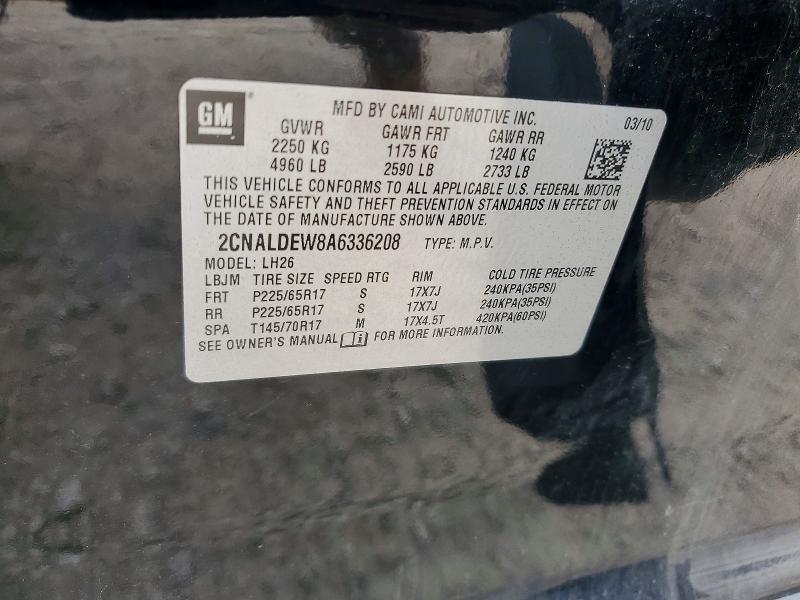 Aukcja sprzedaży 2010 Chevrolet Equinox, vin: 2CNALDEW8A6336208, numer aukcji: 57073726
