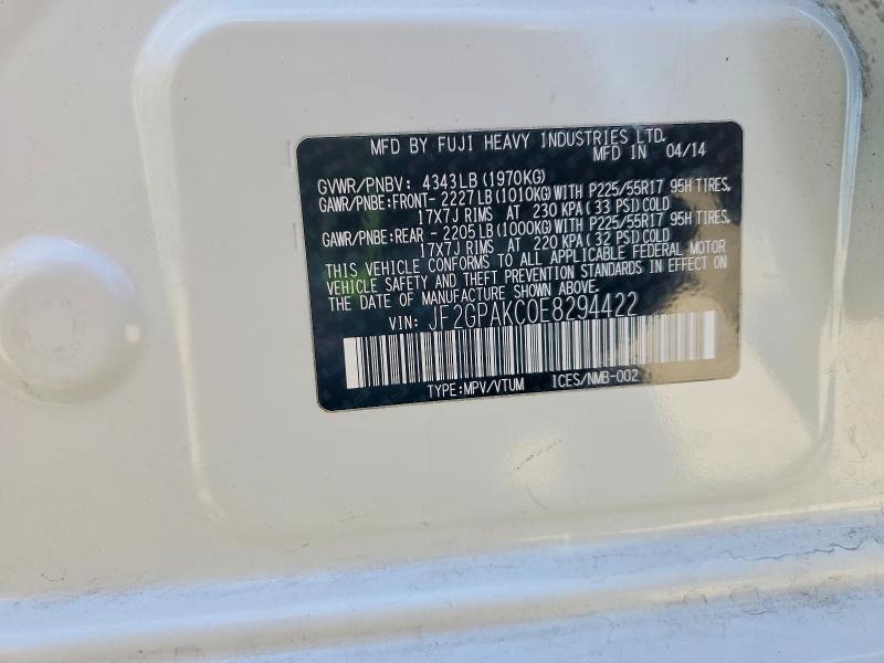 2014 Subaru Xv Crosstrek მანქანა იყიდება აუქციონზე, vin: JF2GPAKC0E8294422, აუქციონის ნომერი: 56508546