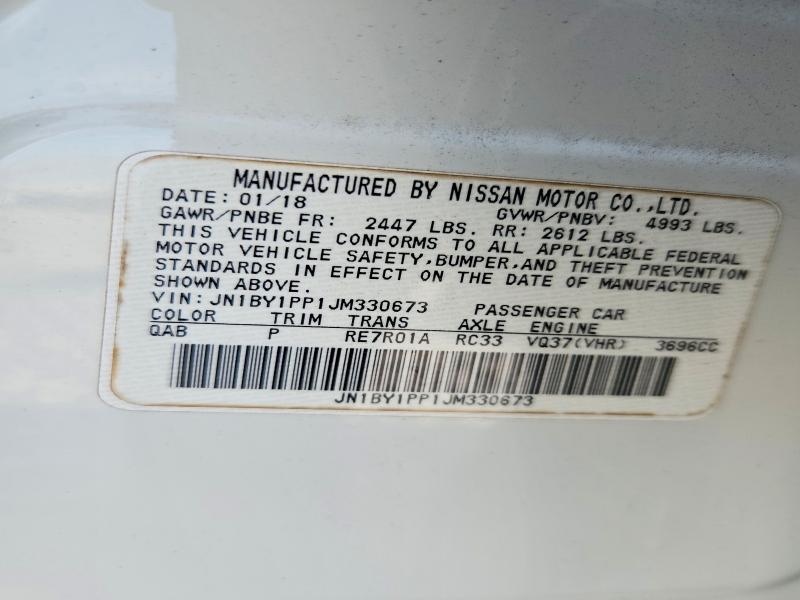 Aukcja sprzedaży 2018 Infiniti Q70l, vin: JN1BY1PP1JM330673, numer aukcji: 54012676