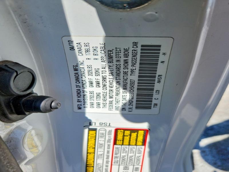 Продаж на аукціоні авто 2012 Honda Civic, vin: 2HGFG3B81CH545927, номер лоту: 56370726