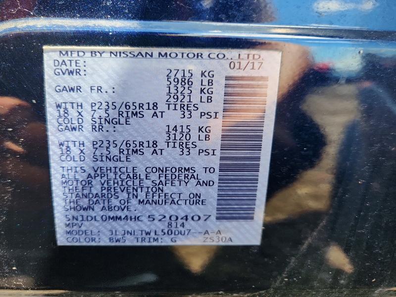 2017 Infiniti Qx60 მანქანა იყიდება აუქციონზე, vin: 5N1DL0MM4HC520407, აუქციონის ნომერი: 57209496