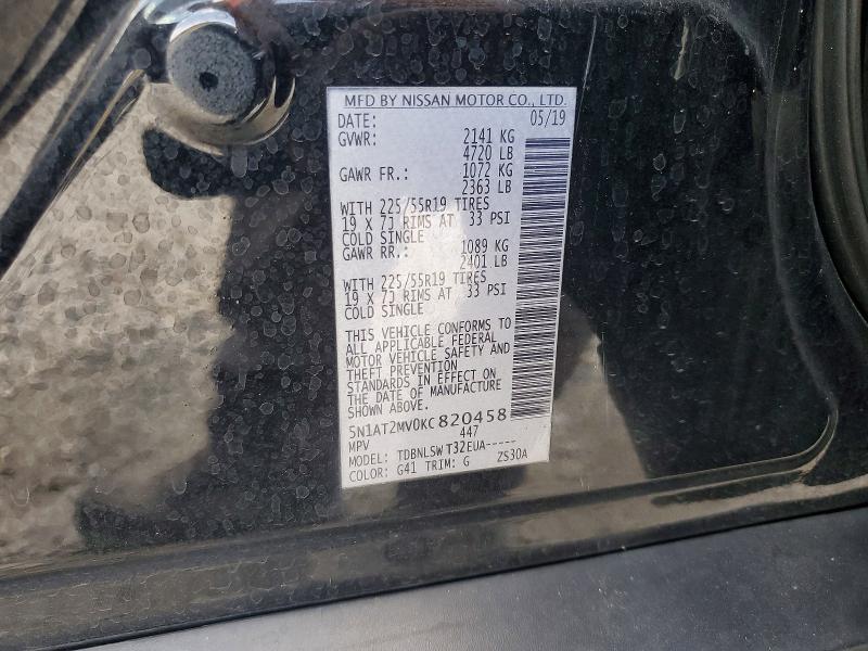 Aukcja sprzedaży 2019 Nissan Rogue, vin: 5N1AT2MV0KC820458, numer aukcji: 56072726