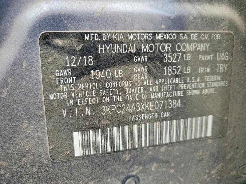 Продаж на аукціоні авто 2019 Hyundai Accent, vin: 3KPC24A3XKE071384, номер лоту: 95588045