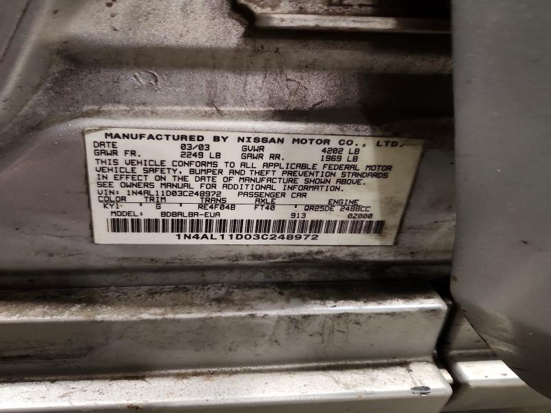 Продаж на аукціоні авто 2003 Nissan Altima, vin: 1N4AL11D03C248972, номер лоту: 58274606