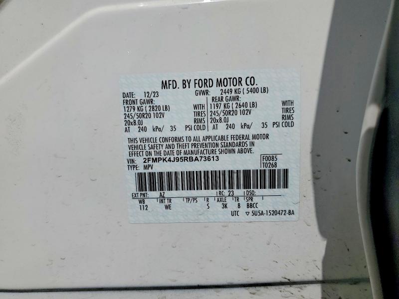 Продаж на аукціоні авто 2024 Ford Edge, vin: 2FMPK4J95RBA73613, номер лоту: 58982616