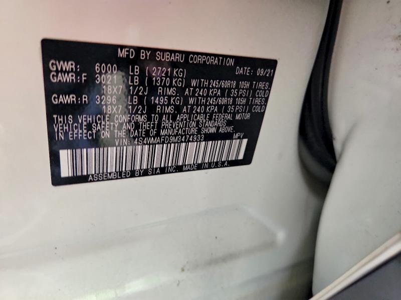 Продажа на аукционе авто 2021 Subaru Ascent, vin: 4S4WMAFD9M3474933, номер лота: 57604166