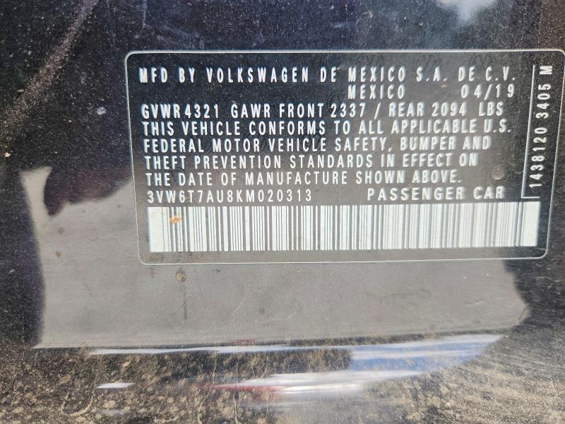 57674206 :رقم المزاد ، 3VW6T7AU8KM020313 vin ، 2019 Volkswagen Gti مزاد بيع