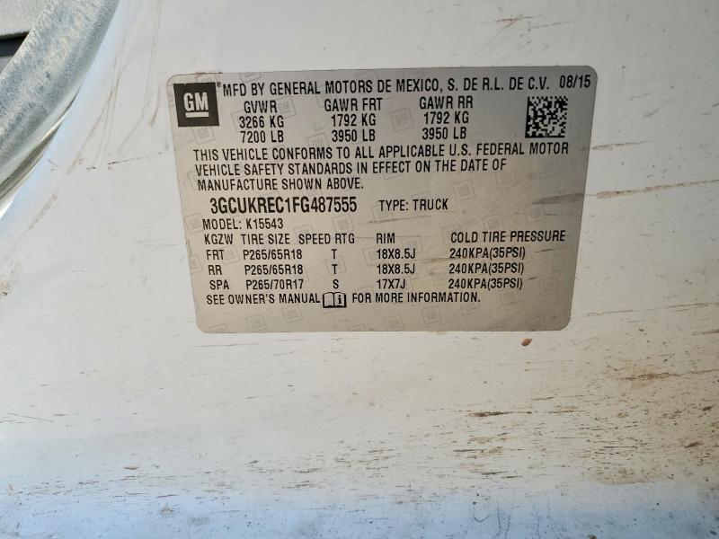 2015 Chevrolet Silverado მანქანა იყიდება აუქციონზე, vin: 3GCUKREC1FG487555, აუქციონის ნომერი: 59196056