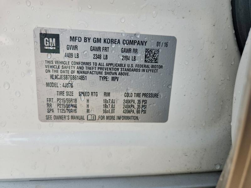 58149156 :رقم المزاد ، KL4CJESB7GB614851 vin ، 2016 Buick Encore مزاد بيع