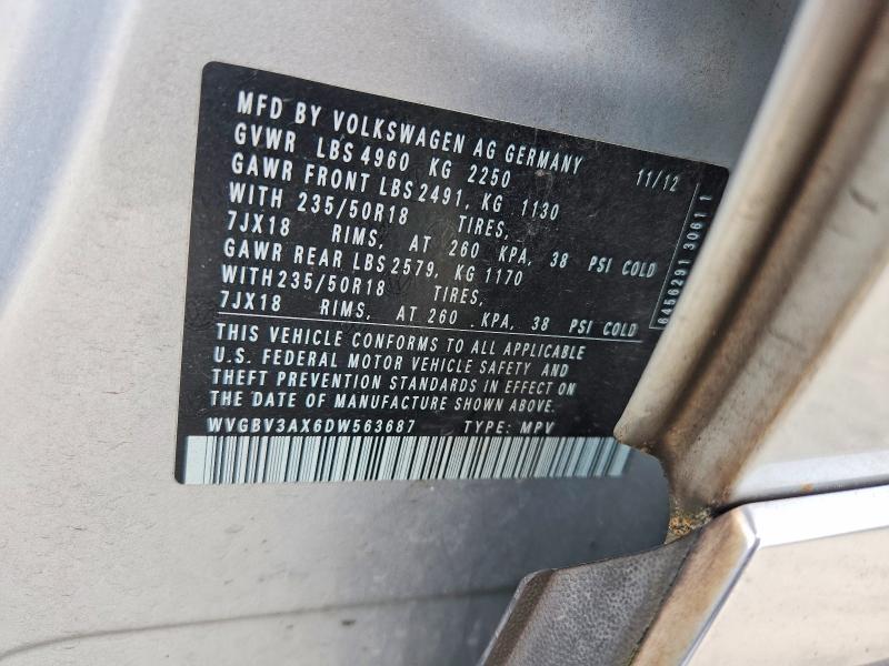 Продаж на аукціоні авто 2013 Volkswagen Tiguan, vin: WVGBV3AX6DW563687, номер лоту: 55958416