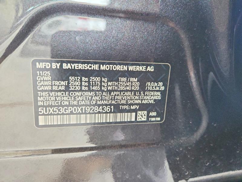 Aukcja sprzedaży 2026 Bmw X3, vin: 5UX53GP0XT9284361, numer aukcji: 52212966