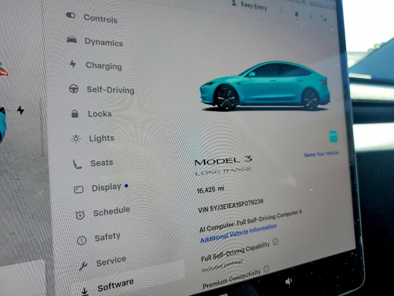 55815476 :رقم المزاد ، 5YJ3E1EA1SF079236 vin ، 2025 Tesla Model 3 مزاد بيع