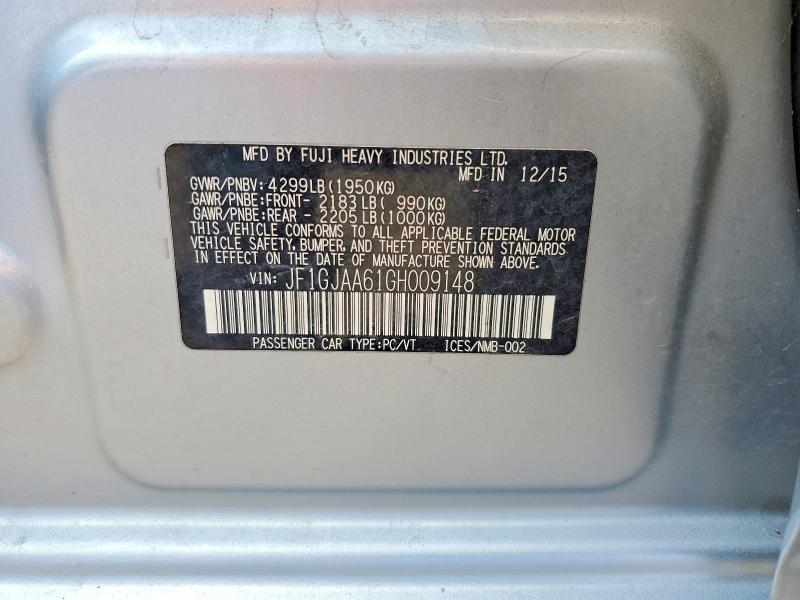 Aukcja sprzedaży 2016 Subaru Impreza, vin: JF1GJAA61GH009148, numer aukcji: 58806456