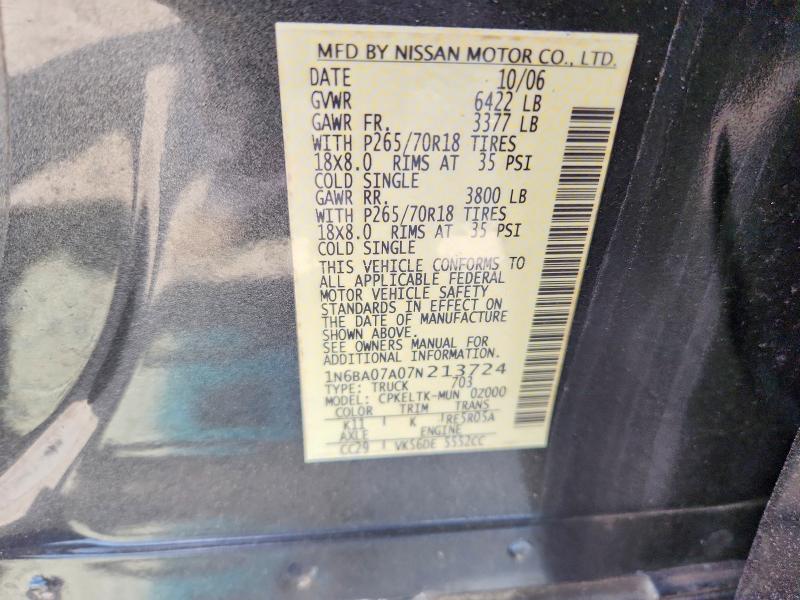 Продажа на аукционе авто 2007 Nissan Titan, vin: 1N6BA07A07N213724, номер лота: 56467376