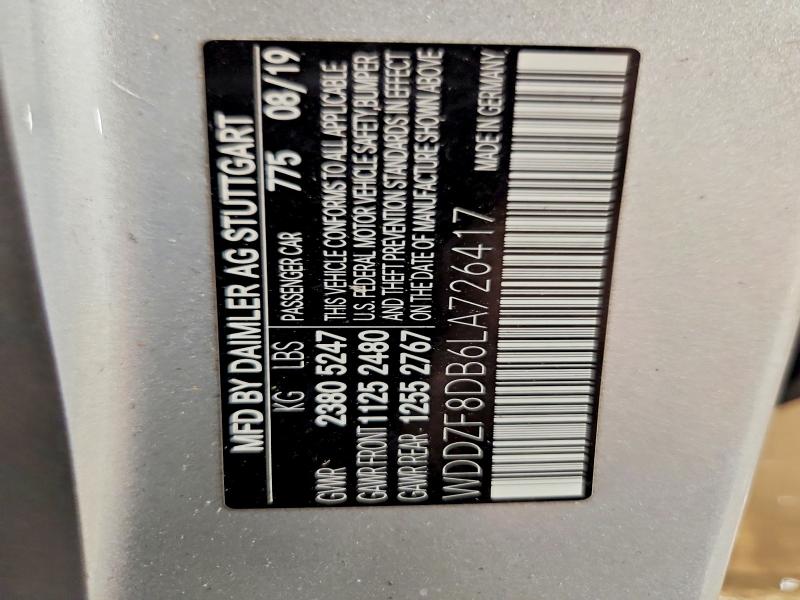 59087636 :رقم المزاد ، WDDZF8DB6LA726417 vin ، 2020 Mercedes-benz E مزاد بيع