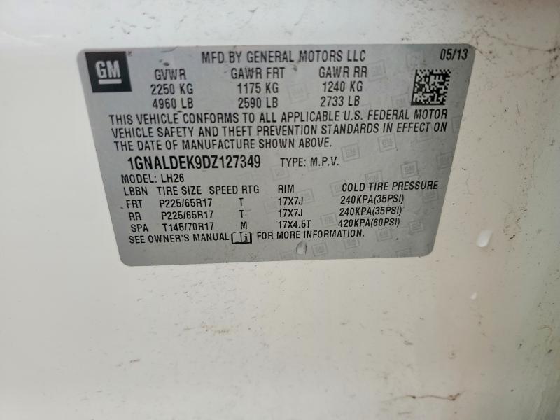57426856 :رقم المزاد ، 1GNALDEK9DZ127349 vin ، 2013 Chevrolet Equinox مزاد بيع