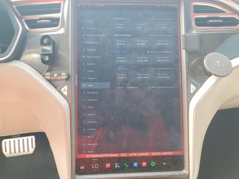 2015 Tesla Model S მანქანა იყიდება აუქციონზე, vin: 5YJSA4H20FFP75444, აუქციონის ნომერი: 57170276