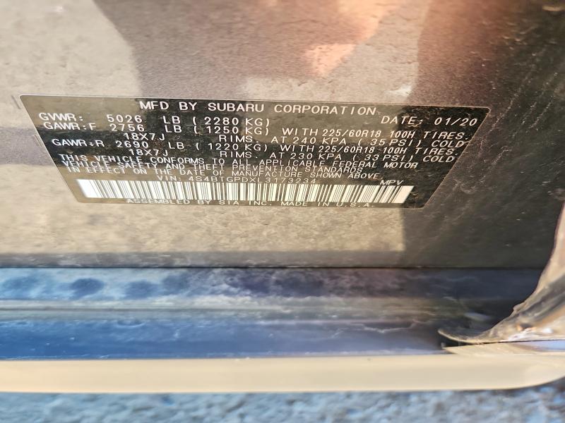 Aukcja sprzedaży 2020 Subaru Outback, vin: 4S4BTGPDXL3173234, numer aukcji: 58474516