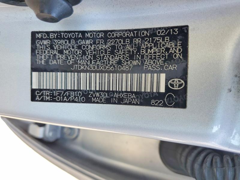58465726 :رقم المزاد ، JTDKN3DUXD5610487 vin ، 2013 Toyota Prius مزاد بيع