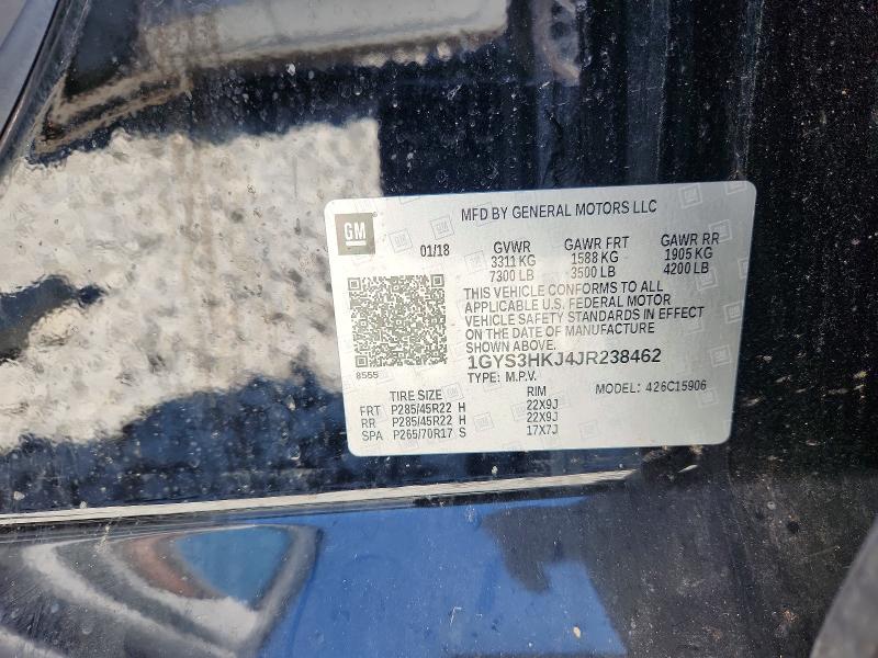 55222456 :رقم المزاد ، 1GYS3HKJ4JR238462 vin ، 2018 Cadillac Escalade مزاد بيع