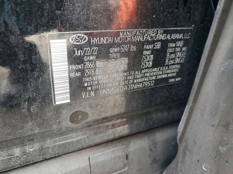 Продажа на аукционе авто 2022 Hyundai Santa Fe, vin: 5NMS6DAJ1NH479512, номер лота: 56029776
