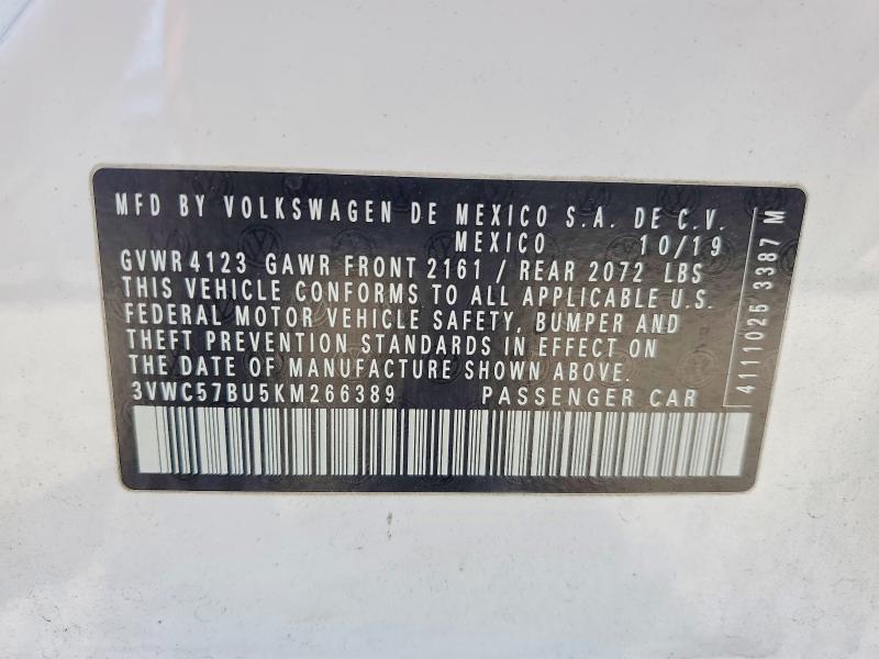Продажа на аукционе авто 2019 Volkswagen Jetta, vin: 3VWC57BU5KM266389, номер лота: 55946546