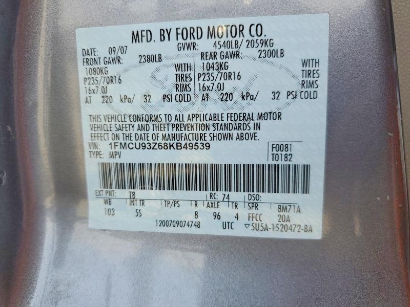 56177056 :رقم المزاد ، 1FMCU93Z68KB49539 vin ، 2008 Ford Escape مزاد بيع