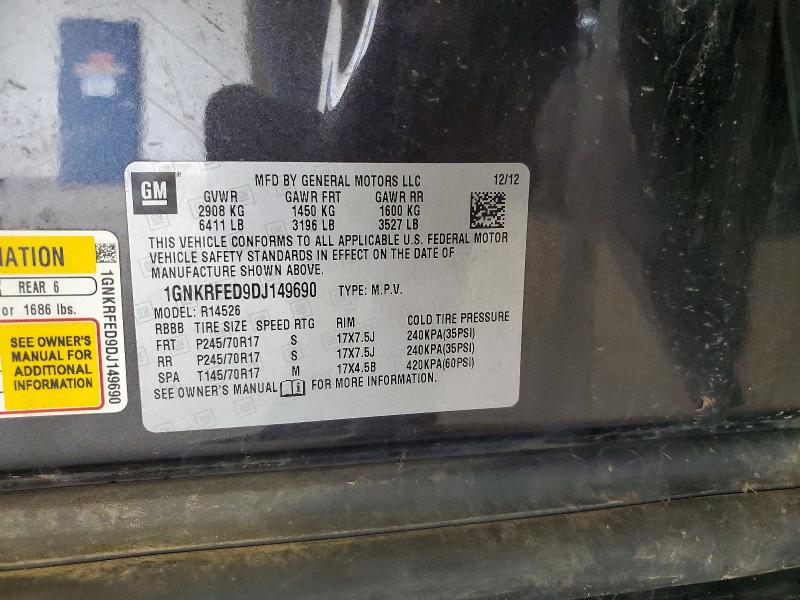 55650596 :رقم المزاد ، 1GNKRFED9DJ149690 vin ، 2013 Chevrolet Traverse مزاد بيع