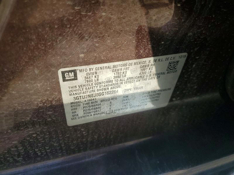 2016 Gmc Sierra მანქანა იყიდება აუქციონზე, vin: 3GTU2NEJ8GG162264, აუქციონის ნომერი: 56063776