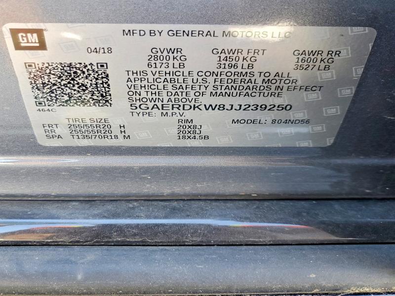 Продаж на аукціоні авто 2018 Buick Enclave, vin: 5GAERDKW8JJ239250, номер лоту: 56025536