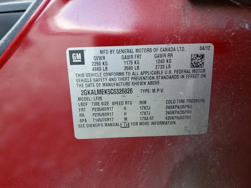 Продажа на аукционе авто 2012 Gmc Terrain, vin: 2GKALMEK5C6326826, номер лота: 58247076