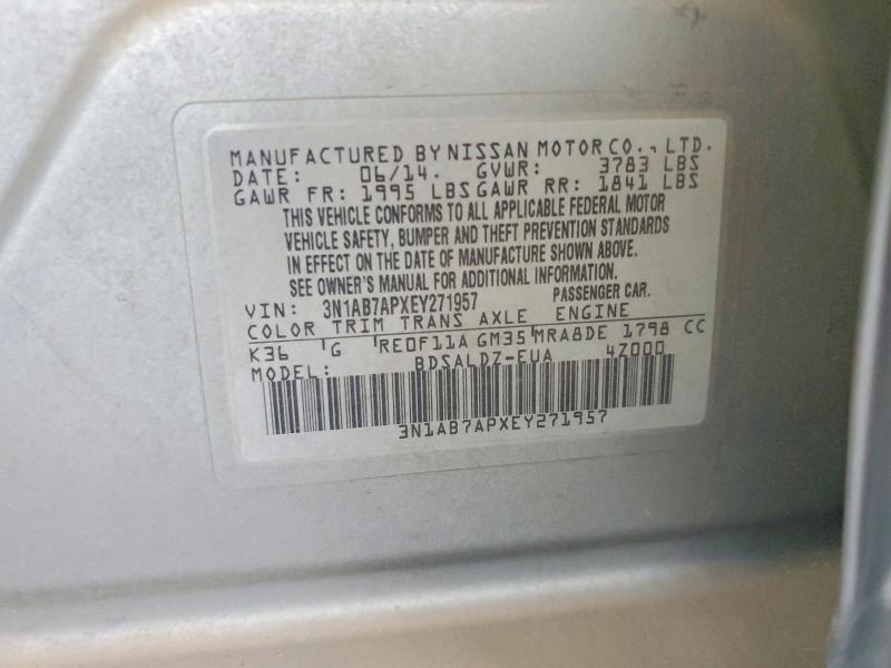58605886 :رقم المزاد ، 3N1AB7APXEY271957 vin ، 2014 Nissan Sentra مزاد بيع