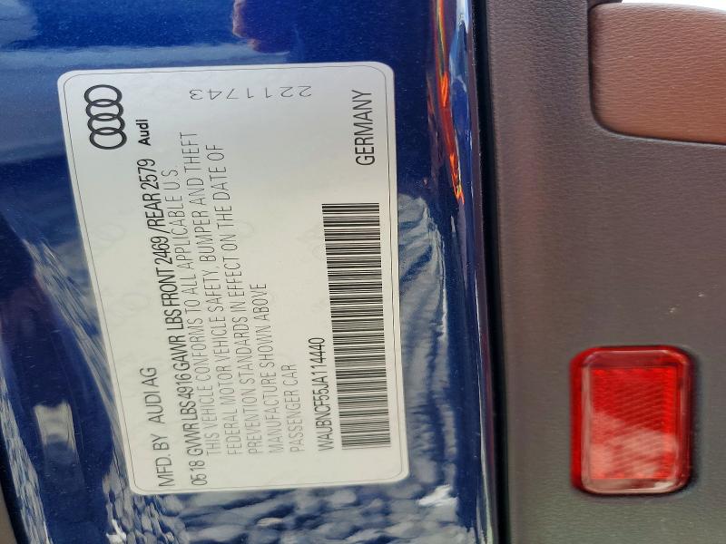 2018 Audi A5 მანქანა იყიდება აუქციონზე, vin: WAUBNCF55JA114440, აუქციონის ნომერი: 57199056