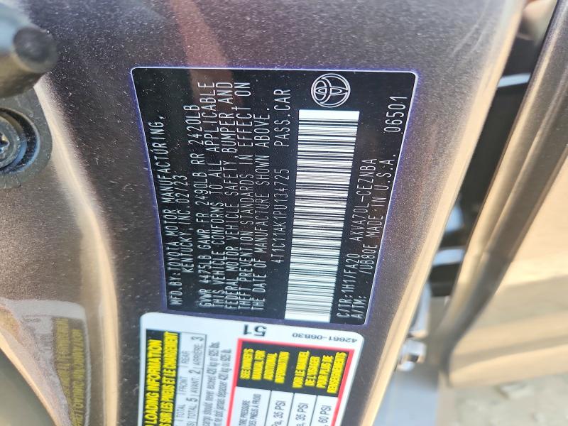 2023 Toyota Camry მანქანა იყიდება აუქციონზე, vin: 4T1C11AK1PU134725, აუქციონის ნომერი: 57594946