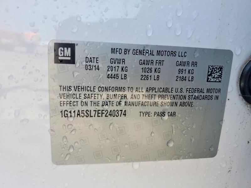 Продажа на аукционе авто 2014 Chevrolet Malibu, vin: 1G11A5SL7EF240374, номер лота: 58266126