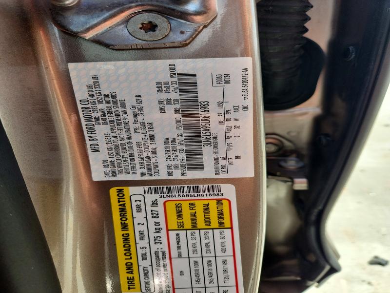 2020 Lincoln Mkz მანქანა იყიდება აუქციონზე, vin: 3LN6L5A95LR616983, აუქციონის ნომერი: 59209896