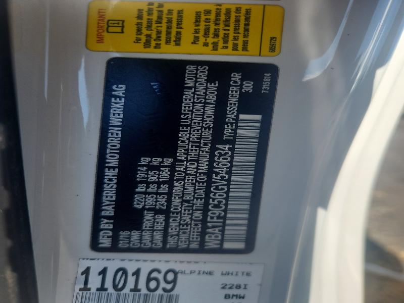 Aukcja sprzedaży 2016 Bmw 228, vin: WBA1F9C56GV546634, numer aukcji: 57200246