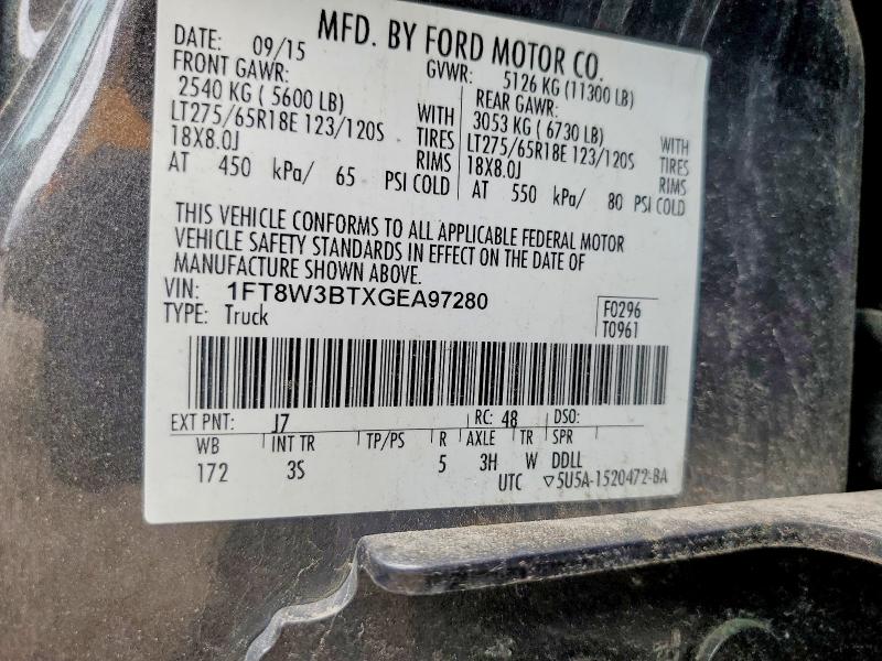 2016 Ford F350 მანქანა იყიდება აუქციონზე, vin: 1FT8W3BTXGEA97280, აუქციონის ნომერი: 55314996