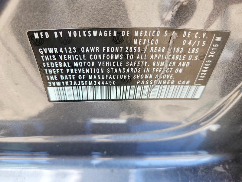 57961346 :رقم المزاد ، 3VW1K7AJ5FM344490 vin ، 2015 Volkswagen Jetta مزاد بيع