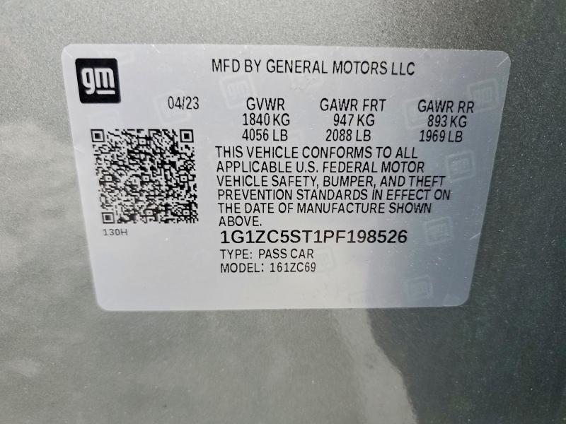 Продажа на аукционе авто 2023 Chevrolet Malibu, vin: 1G1ZC5ST1PF198526, номер лота: 55643386